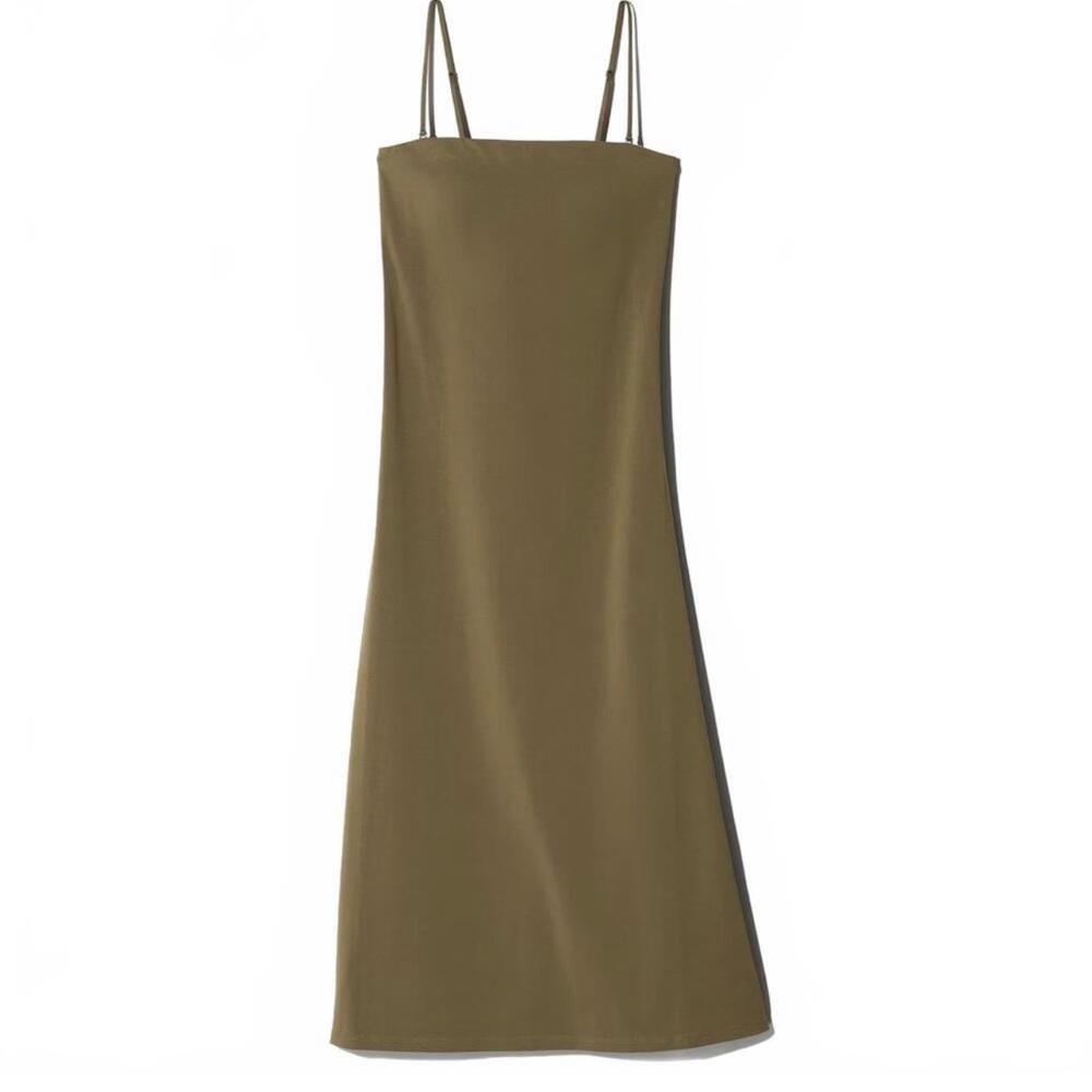 Uniqlo Tube Bra Midi Dress in Olive